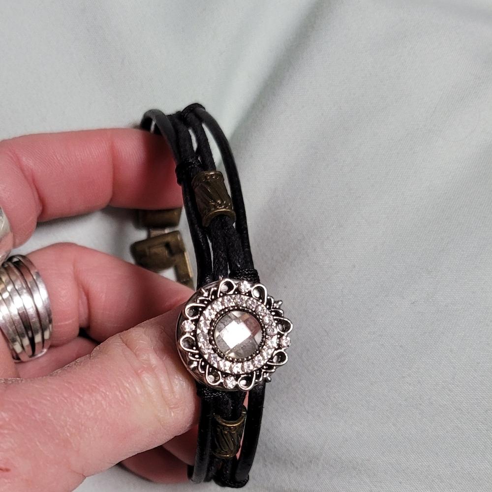 Leather Gem Bracelet
